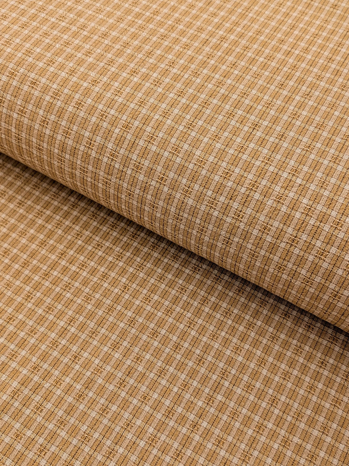 MYD - Textured Tattersall Plaid Yarn Dyed Cotton Fabric - Yellow Beige