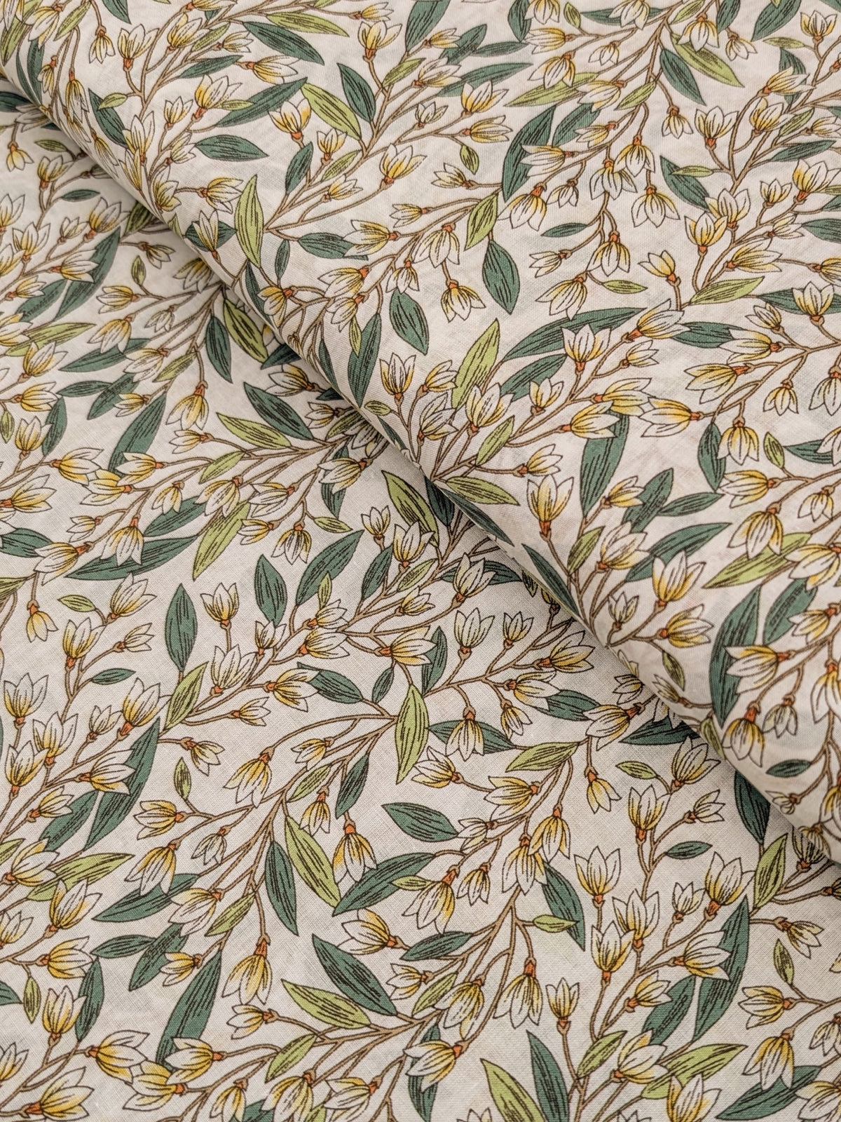 Hokkoh - Trailing Lilies Cotton Lawn Fabric - Beige