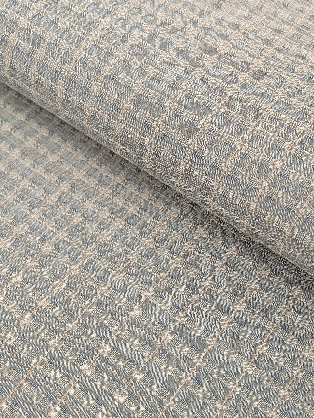 MYD - Textured Windowpane Plaid Yarn Dyed Cotton Fabric - Light Blue