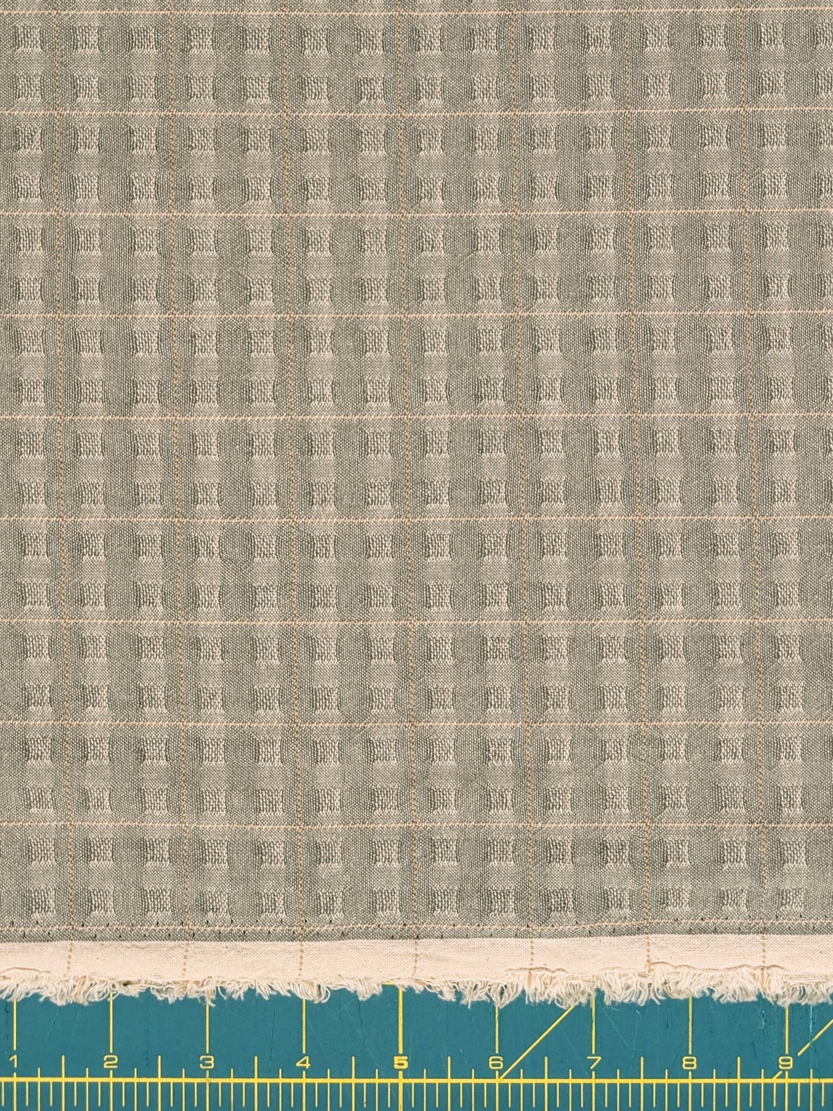 MYD - Textured Windowpane Plaid Yarn Dyed Cotton Fabric - Light Green