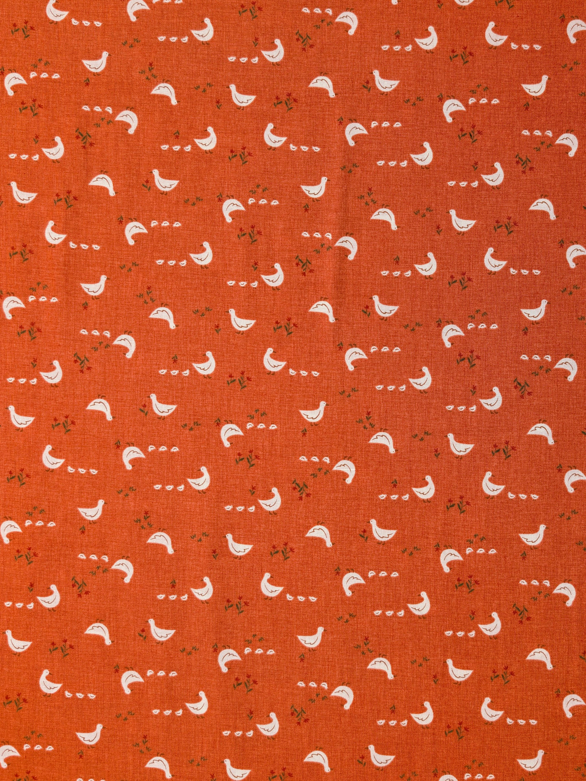 Vancet - Farmyard Ducks Feed Sack Print Cotton Fabric - Red