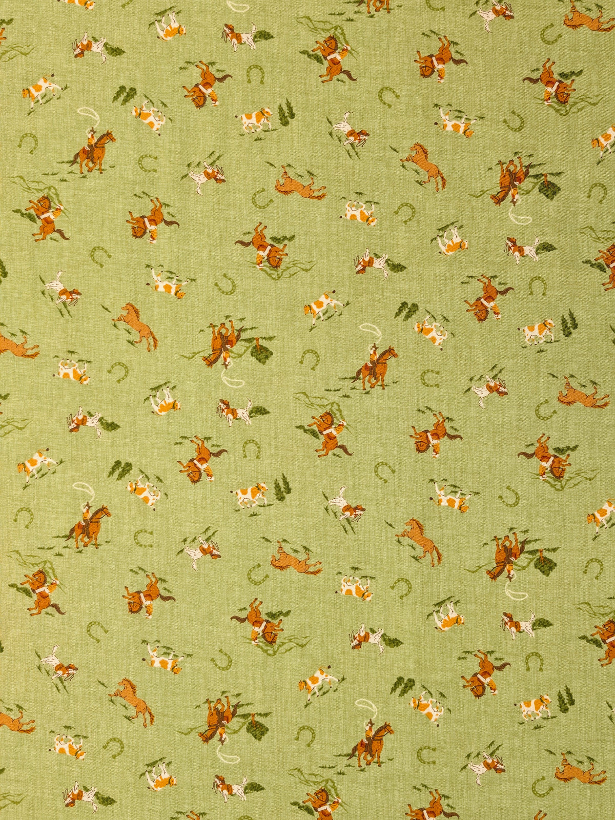 Vancet - Old Western Feed Sack Print Cotton Fabric - Green