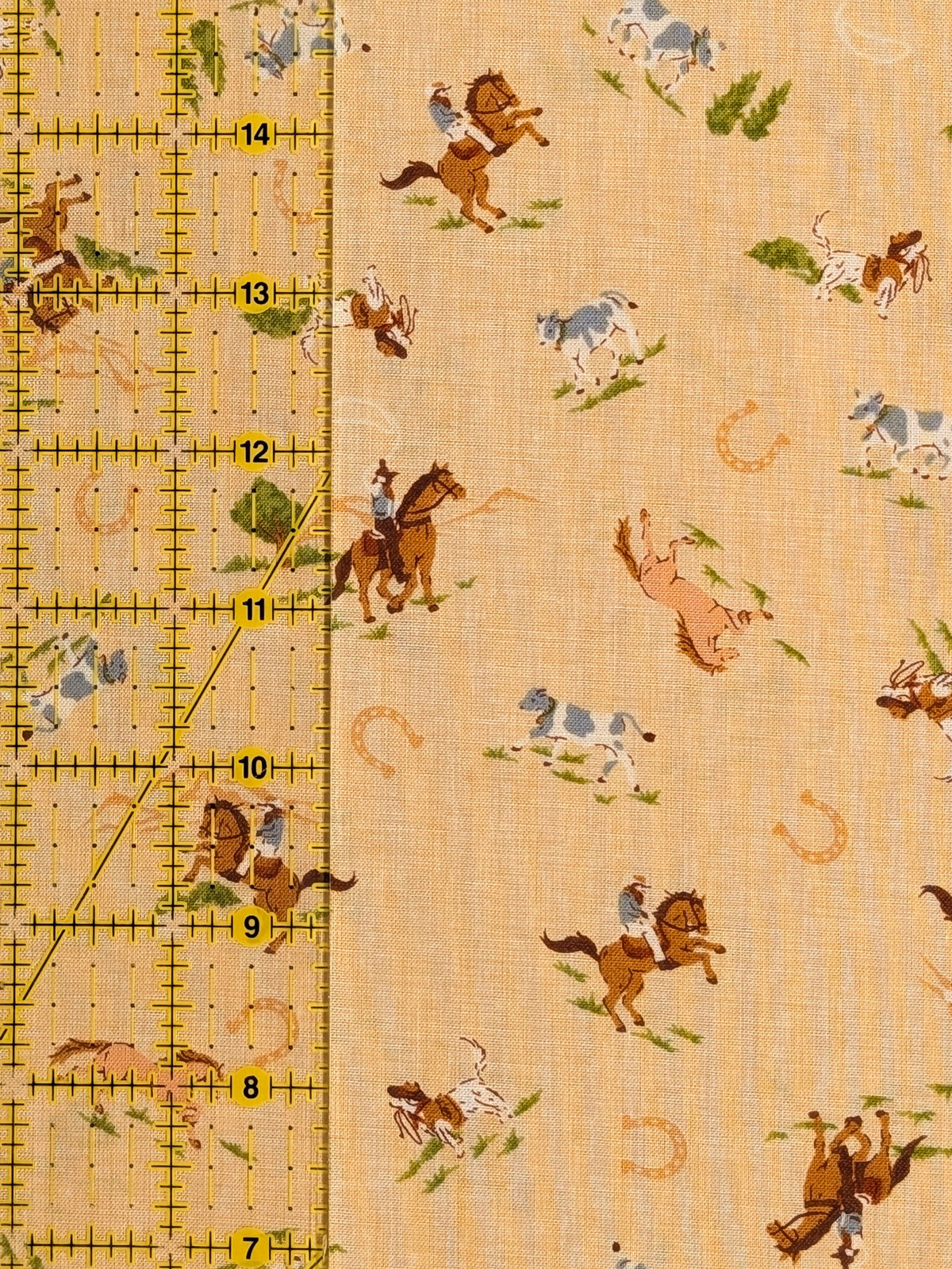 Vancet - Old Western Feed Sack Print Cotton Fabric - Beige REMNANT