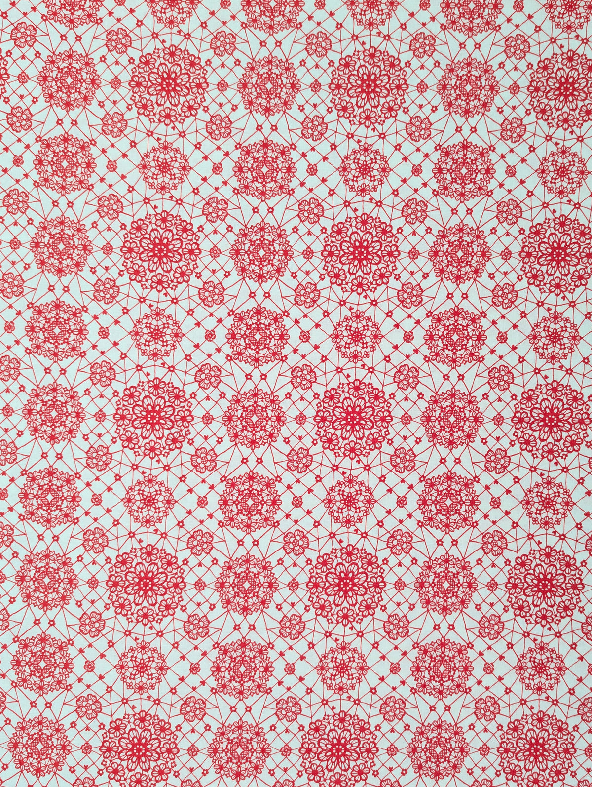 Yuwa - Floral Lace Print Cotton Sheeting Fabric - Red