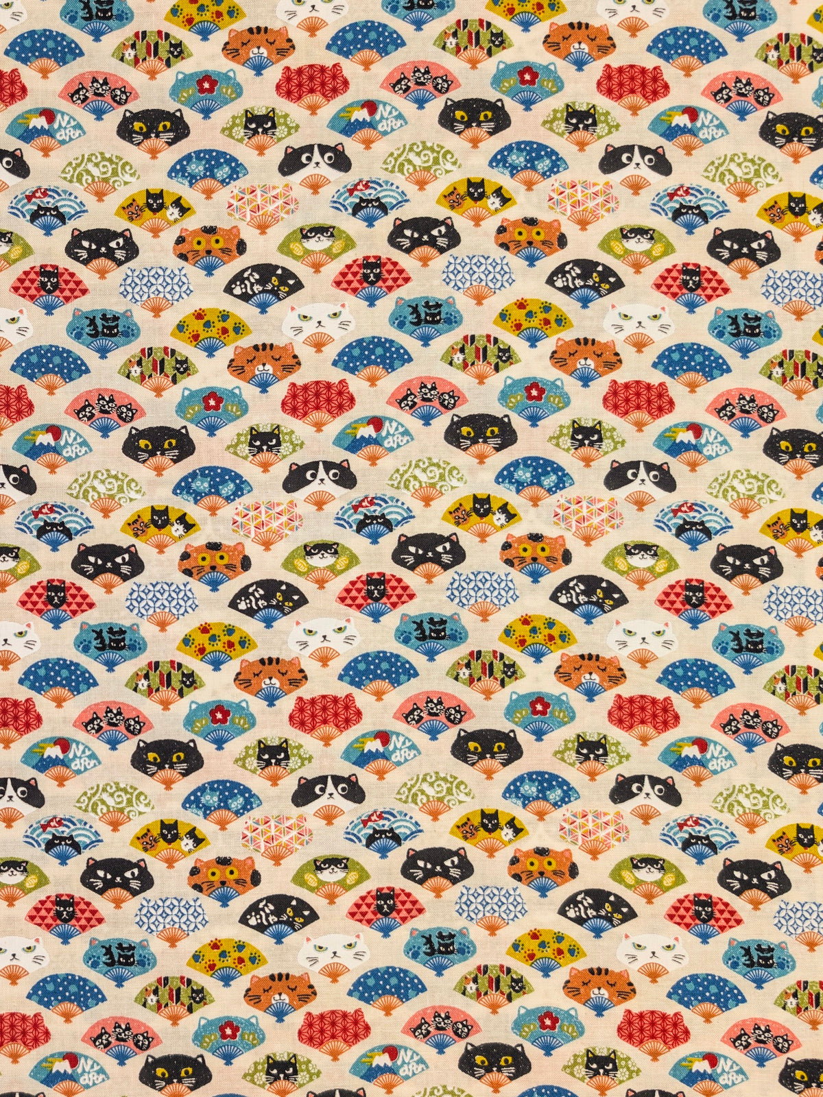CoCo - Neko Fans Cotton Shirting Fabric - Beige REMNANT