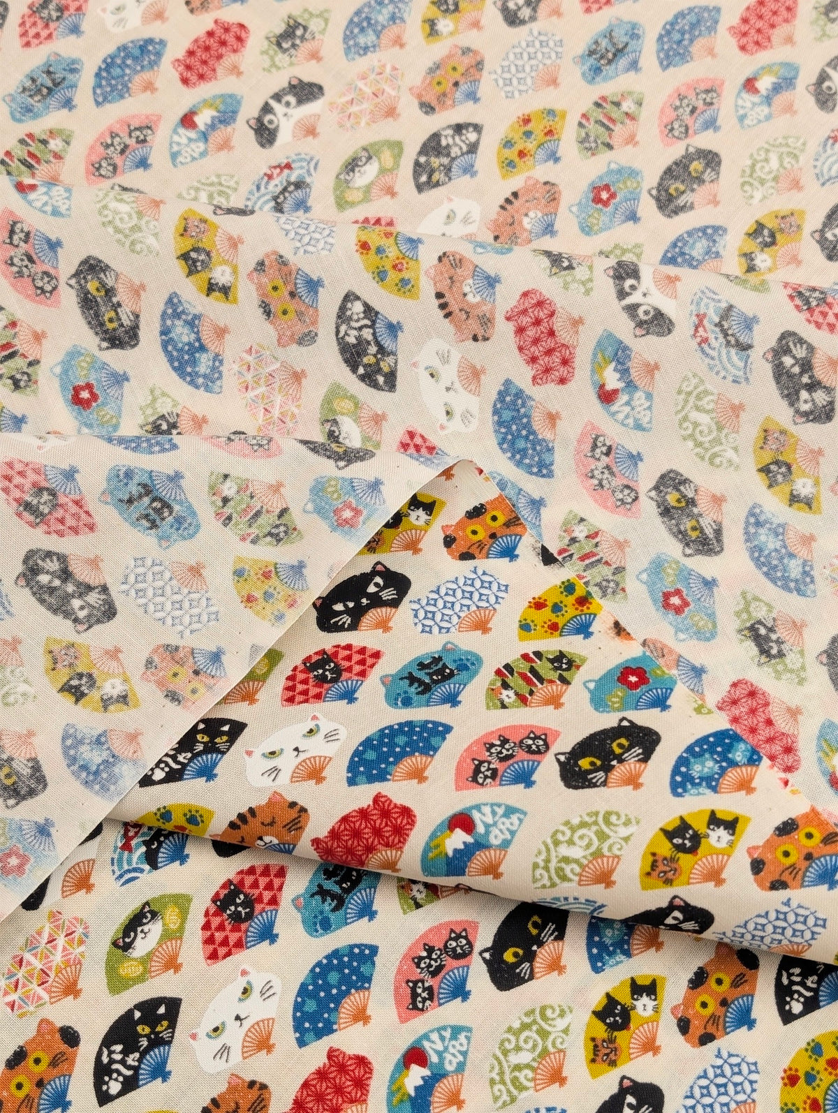 CoCo - Neko Fans Cotton Shirting Fabric - Beige REMNANT
