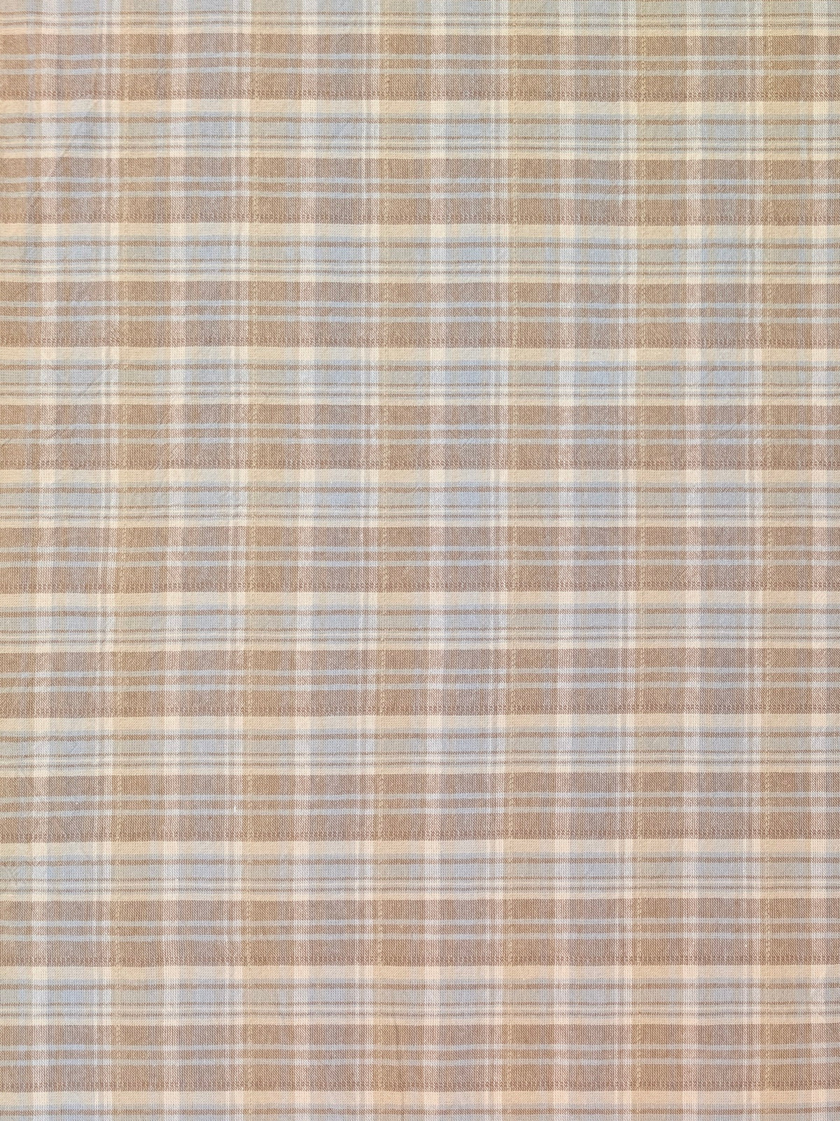 Textile Pantry - Madras Plaid Yarn Dyed Cotton Fabric - Pale Brown & Blue