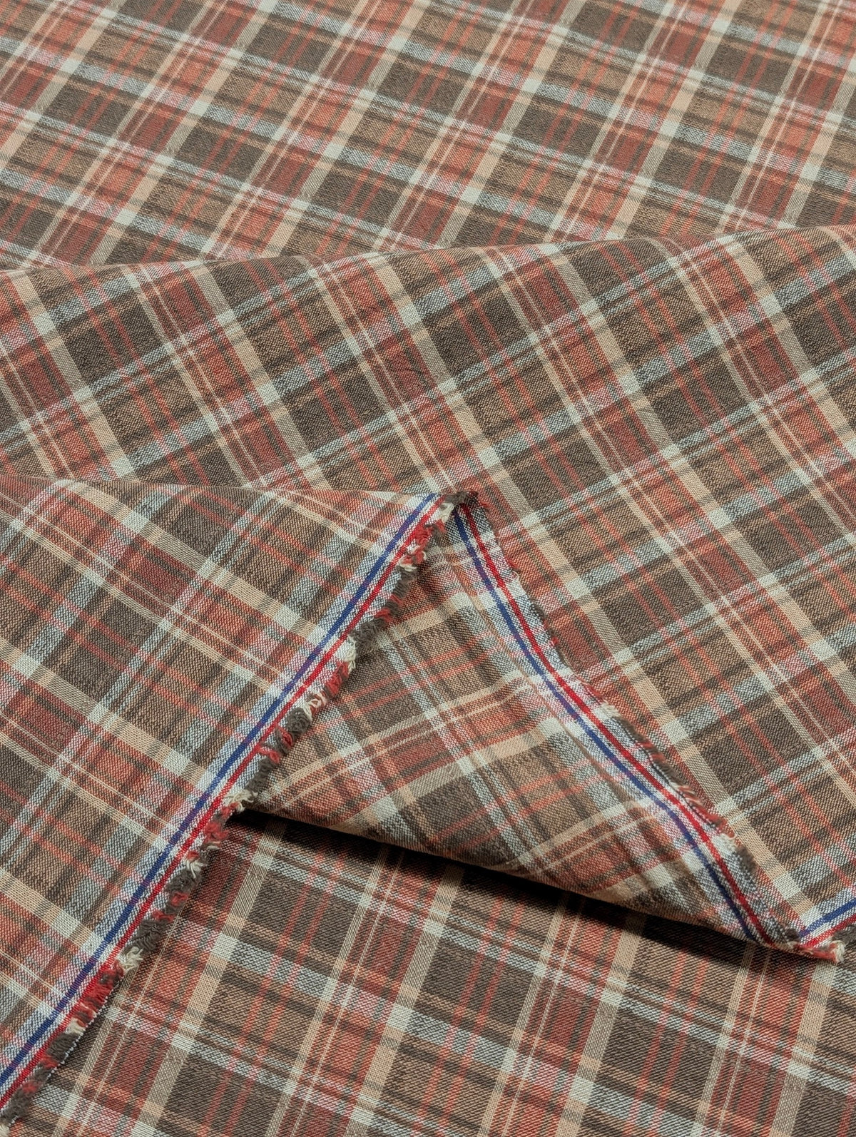 Textile Pantry - Madras Plaid Yarn Dyed Cotton Fabric - Brown & Red
