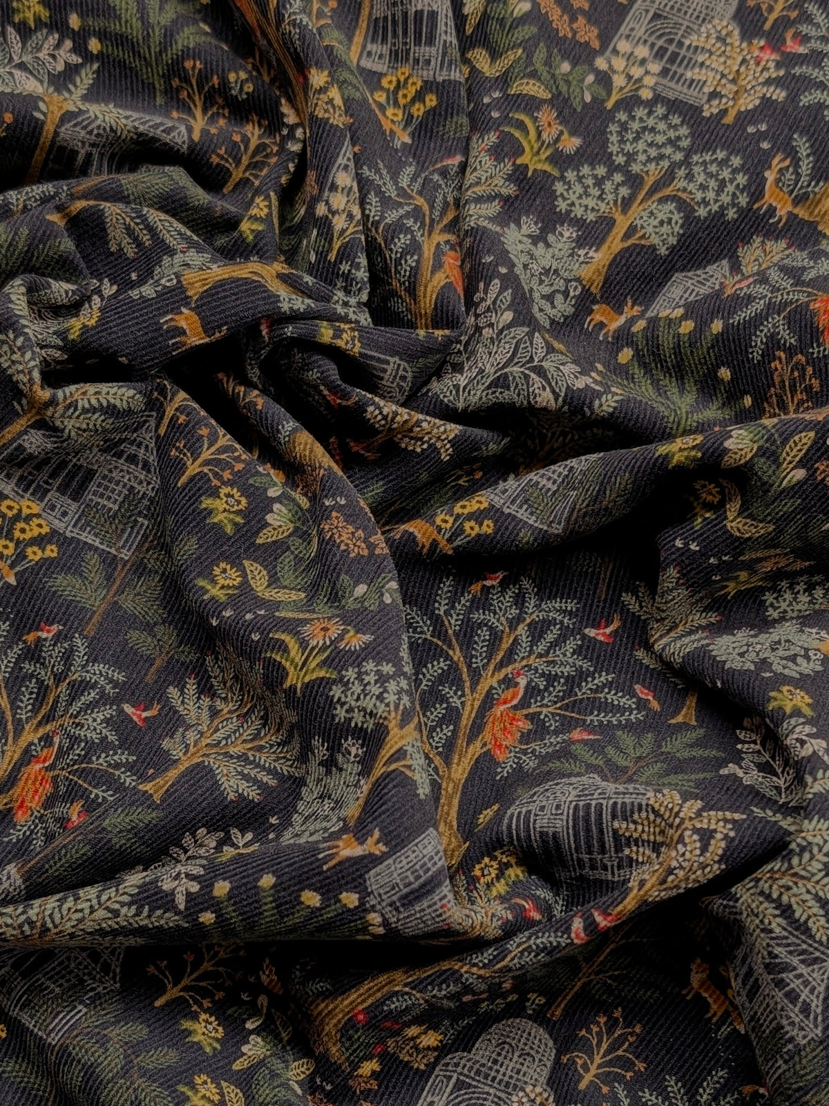 Hokkoh - Botanical Garden Cotton Needlecord Corduroy Fabric - Black