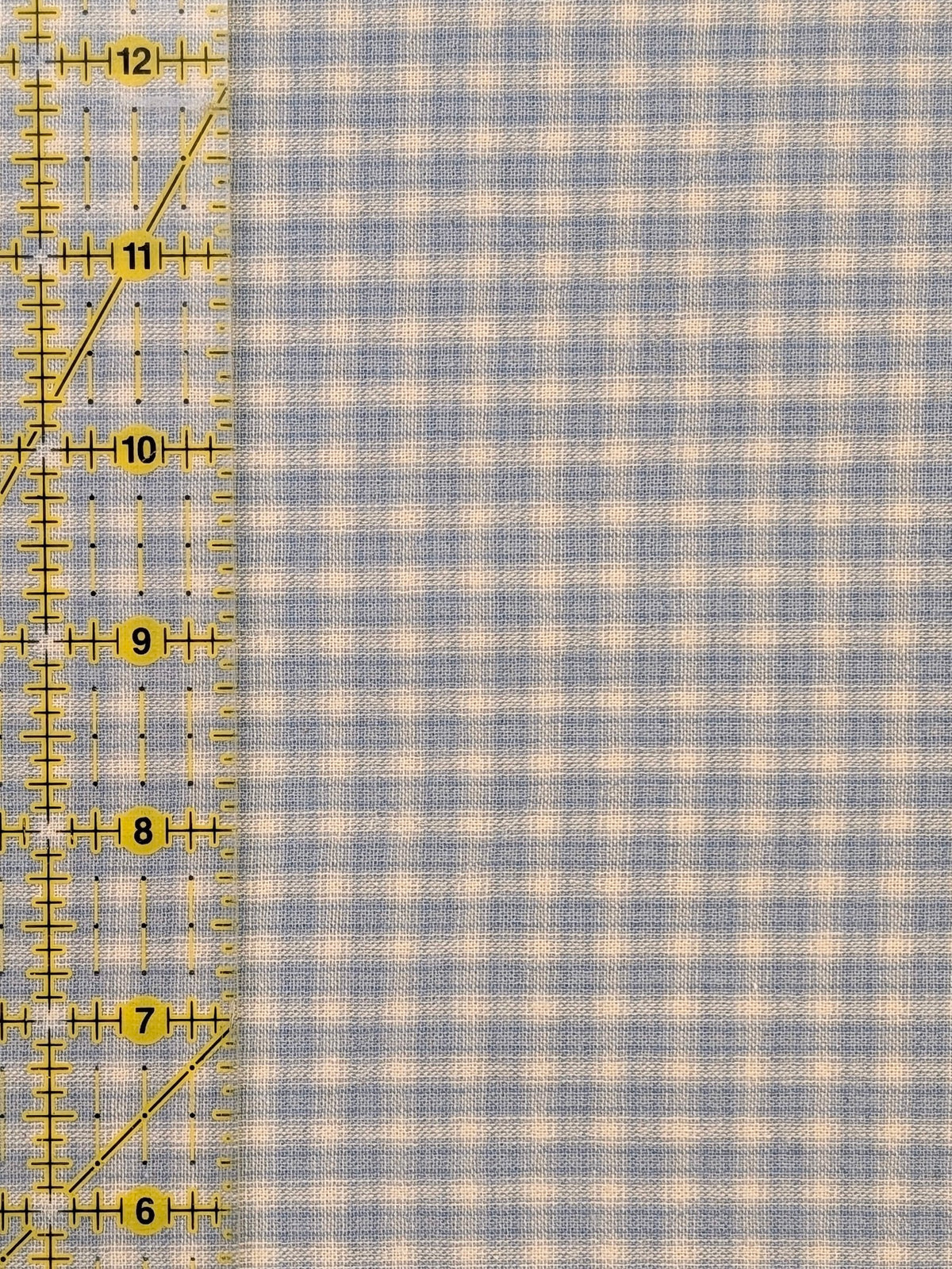 Handworks - Small Gingham Check Yarn Dyed Cotton Fabric - Light Blue