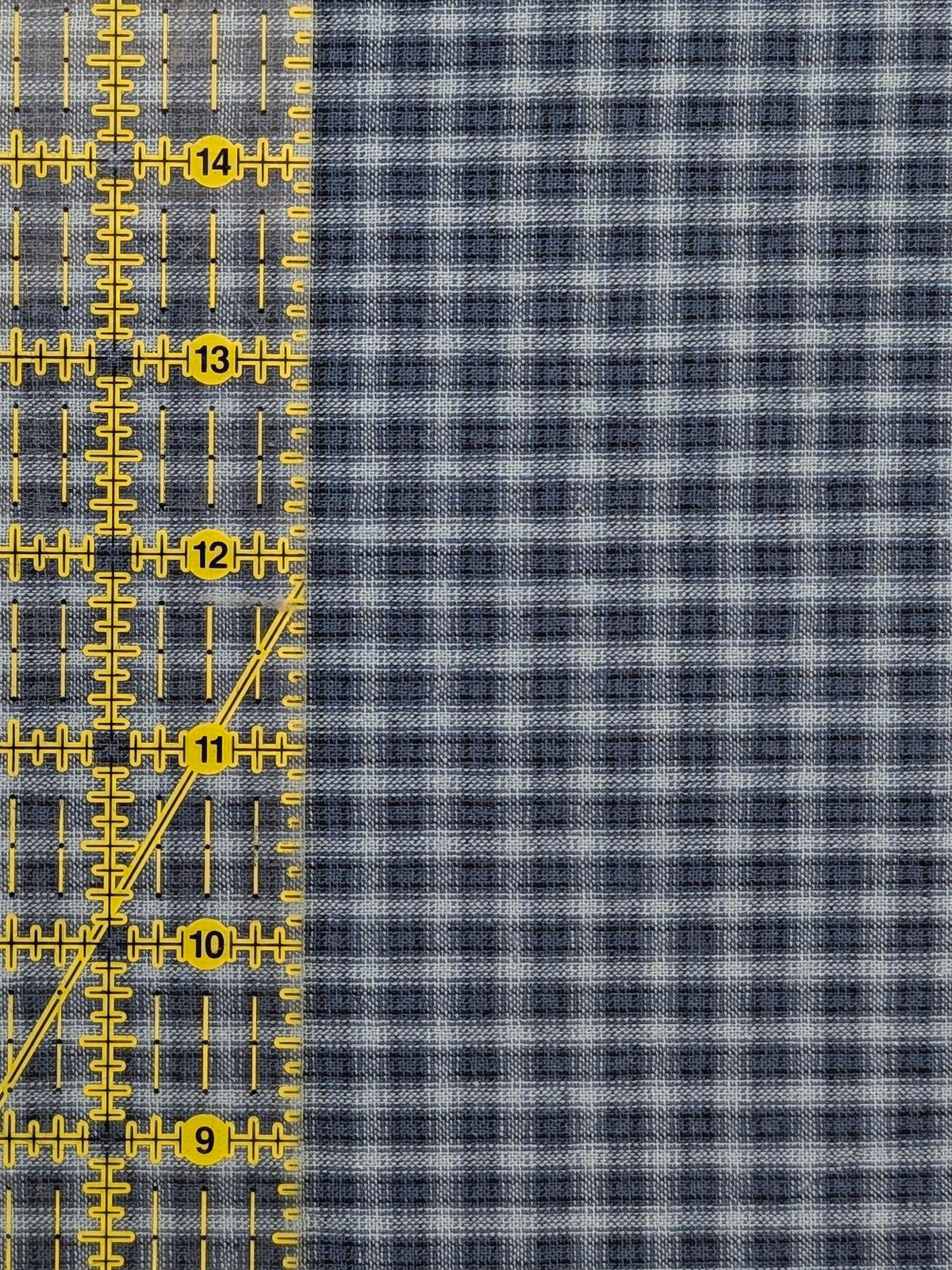 Handworks - Small Gingham Check Yarn Dyed Cotton Fabric - Medium Blue