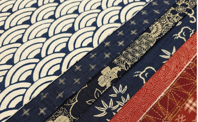 Olympus - Seigaiha Waves Cotton Sashiko Sampler Cloth - White