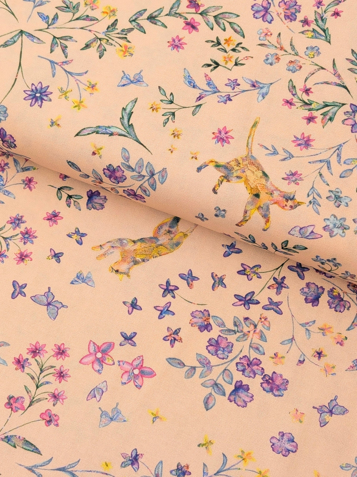 Kokka - mumea Dreamy Butterflies Cotton Sheeting Fabric - Pink