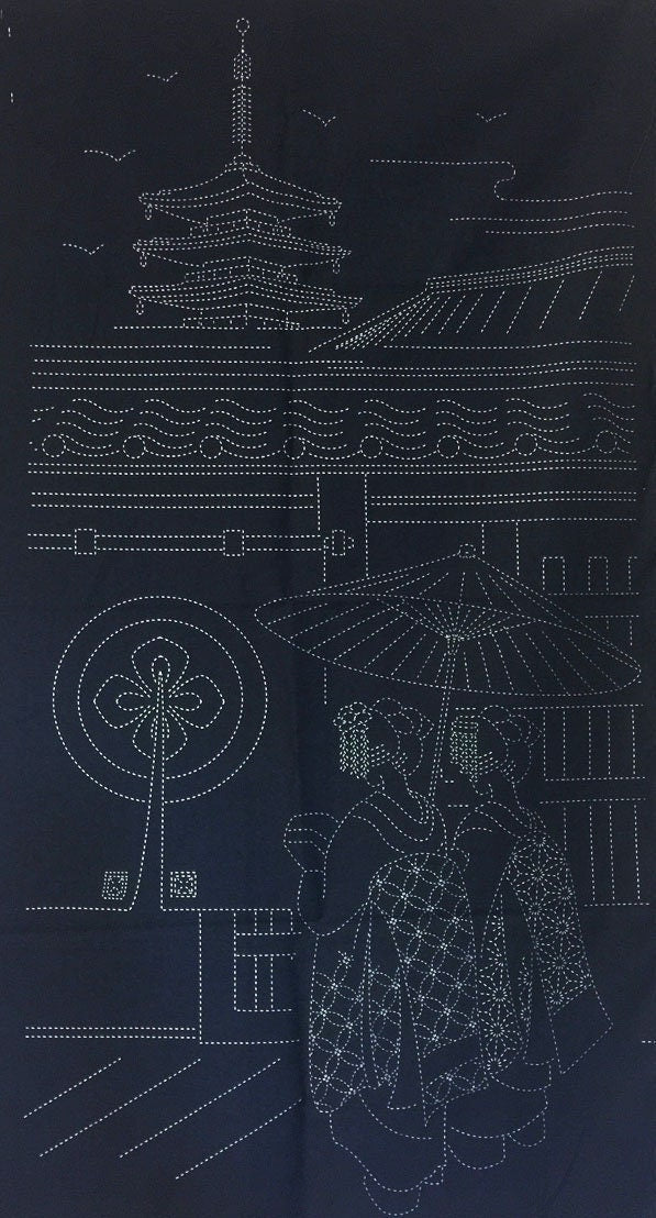 Orimono Imports - Gion Geisha Sashiko Washout Fabric Panel