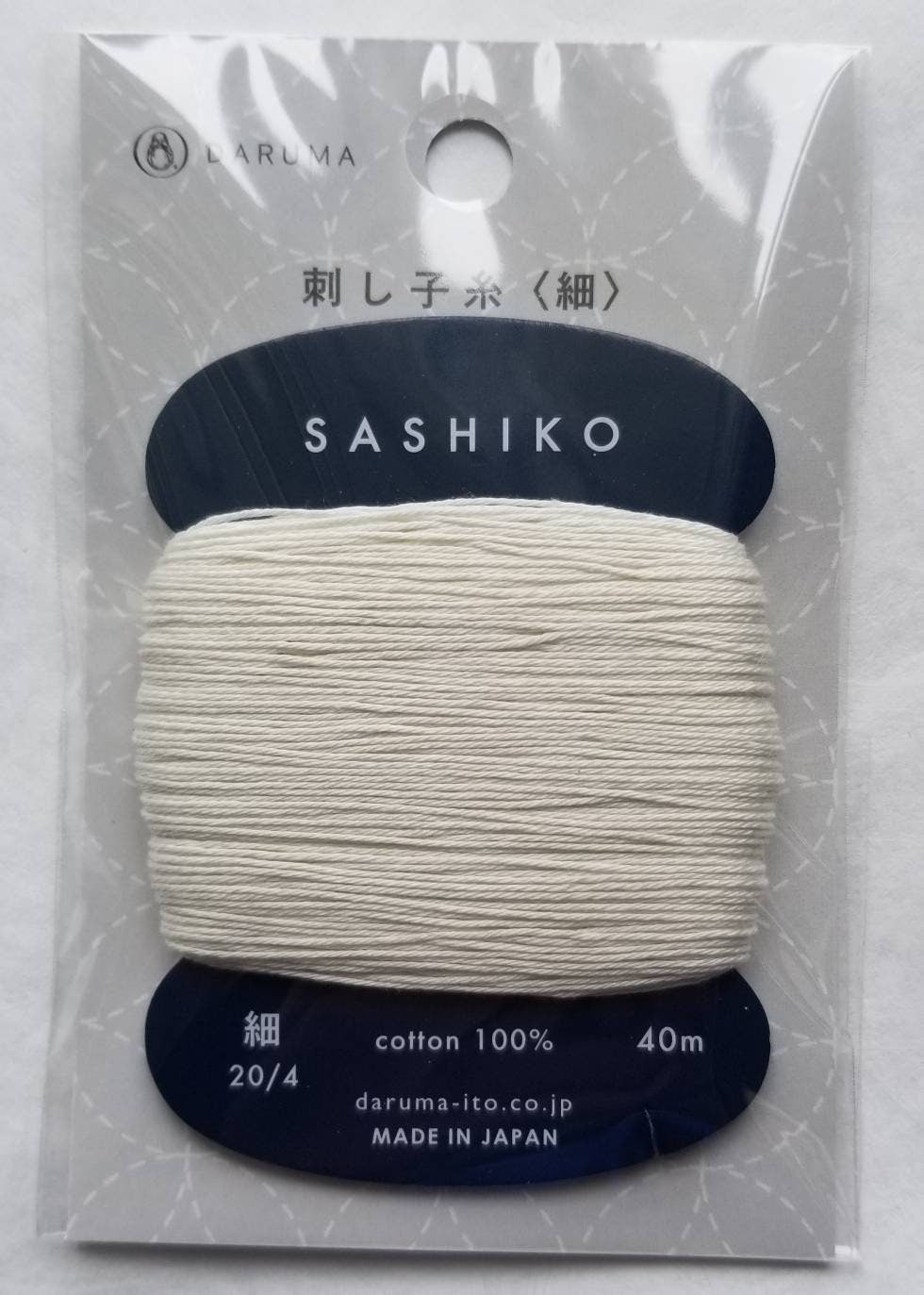 Daruma - Cotton Sashiko Thread 40m Card 20/4 - #202 Kinari Natural Beige