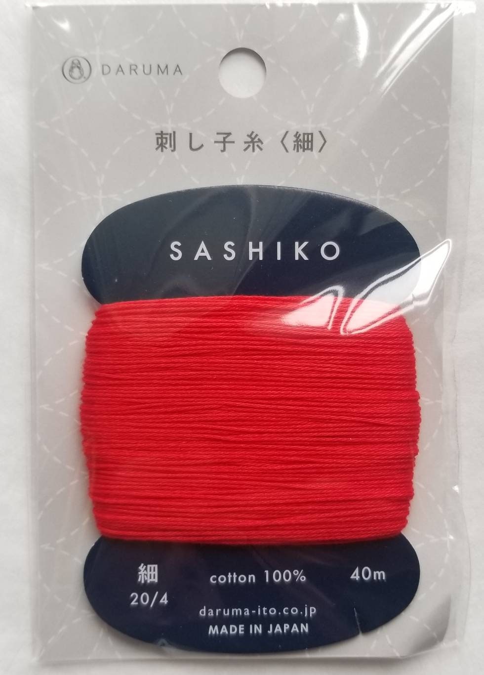 Daruma - Cotton Sashiko Thread 40m Card 20/4 - #213 Aka Red