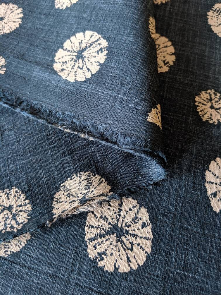 Morikiku Shibori Sand Dollars Japanese cotton dobby fabric PRINT M18000-A22 blue beige