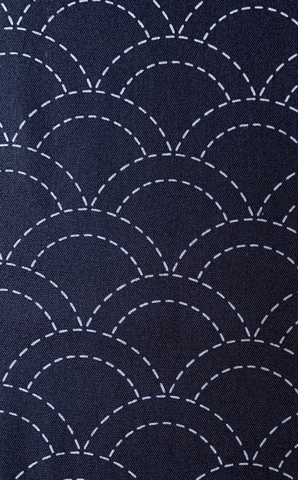 Olympus - Waves Pre-Printed Sashiko Cotton Fabric - Navy