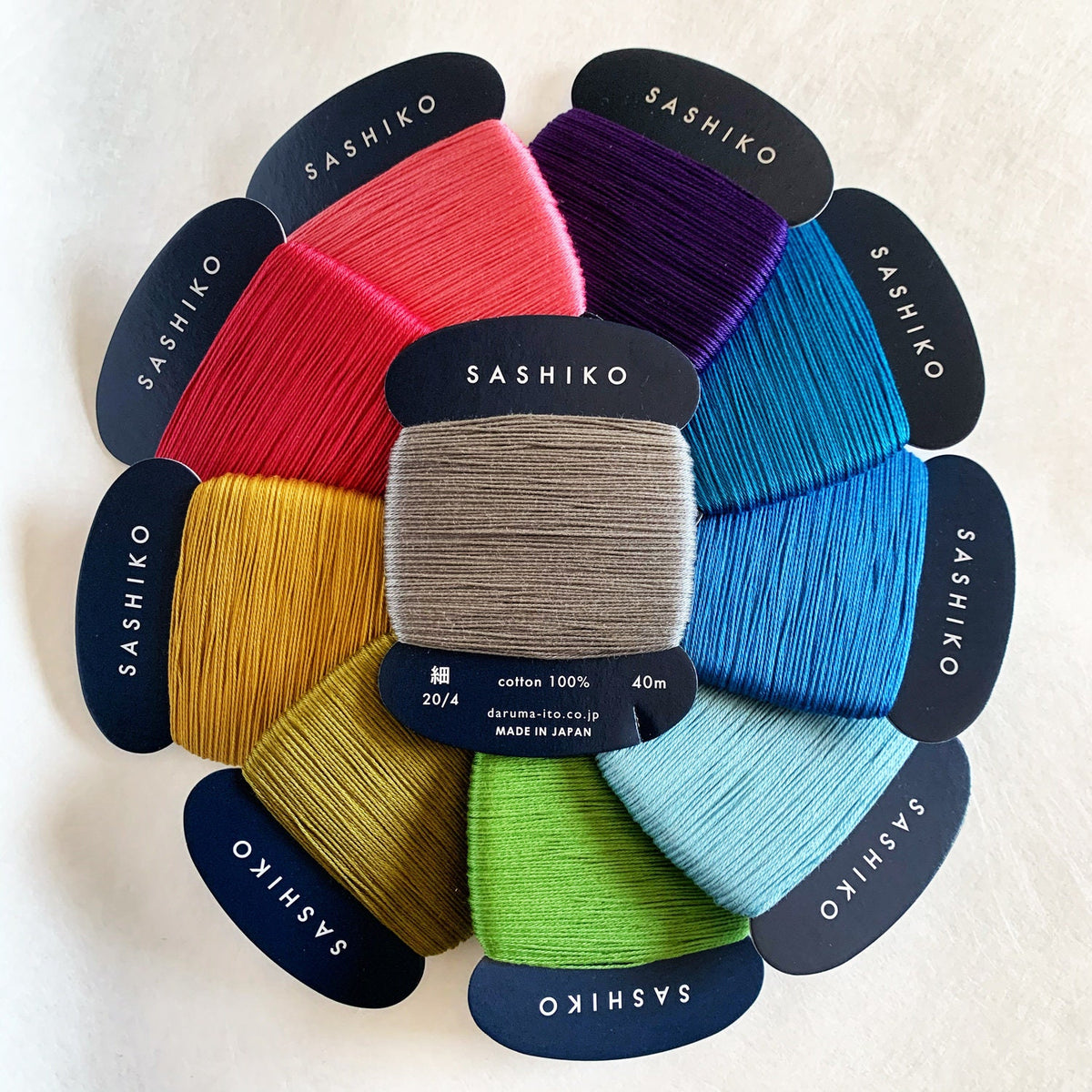 Daruma - Cotton Sashiko Thread 40m Card 20/4 - #225 Ruri Bright Blue