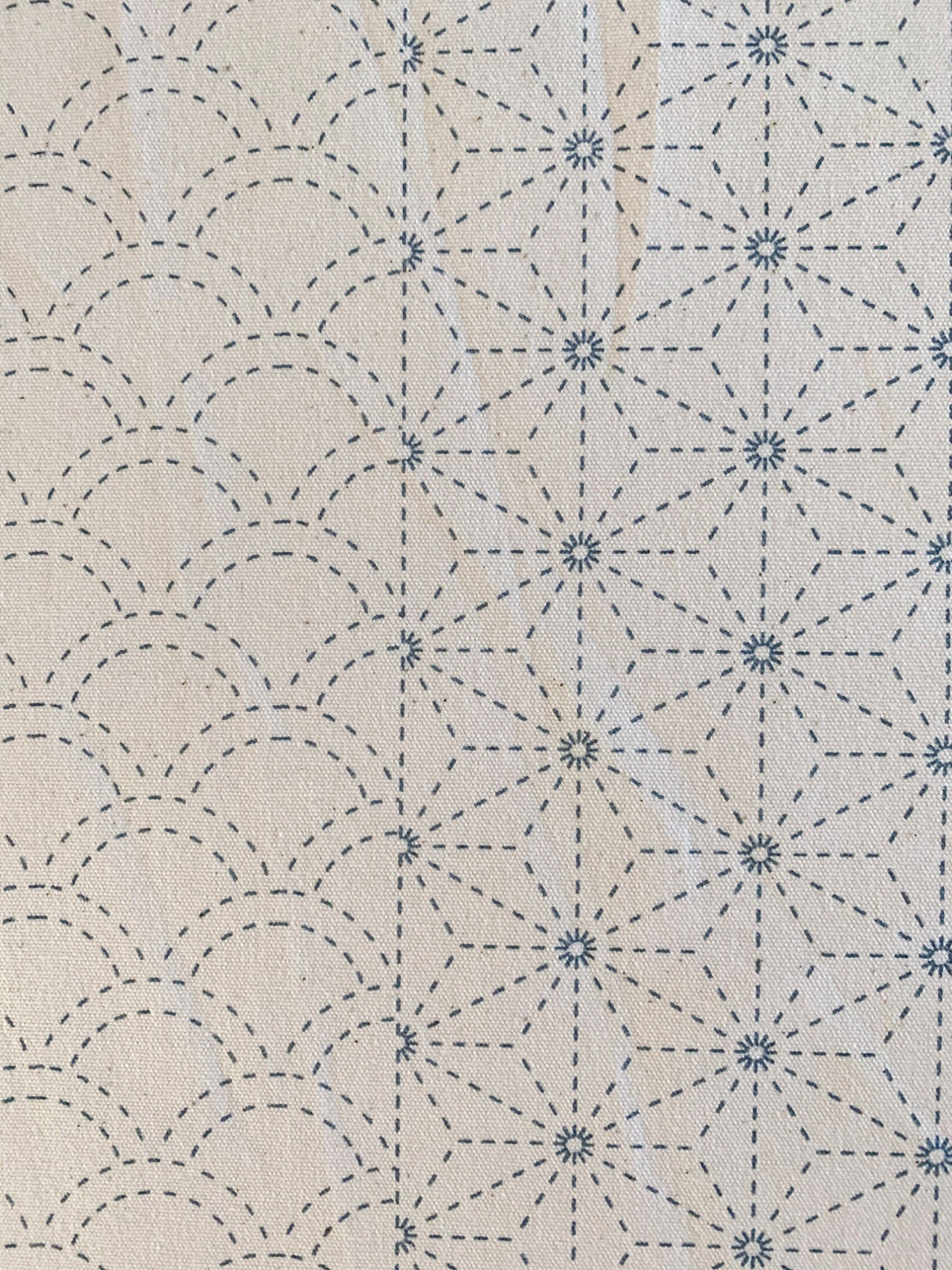 Ayatex - Family Crests Sashiko Fabric Panel - Black Blue Beige
