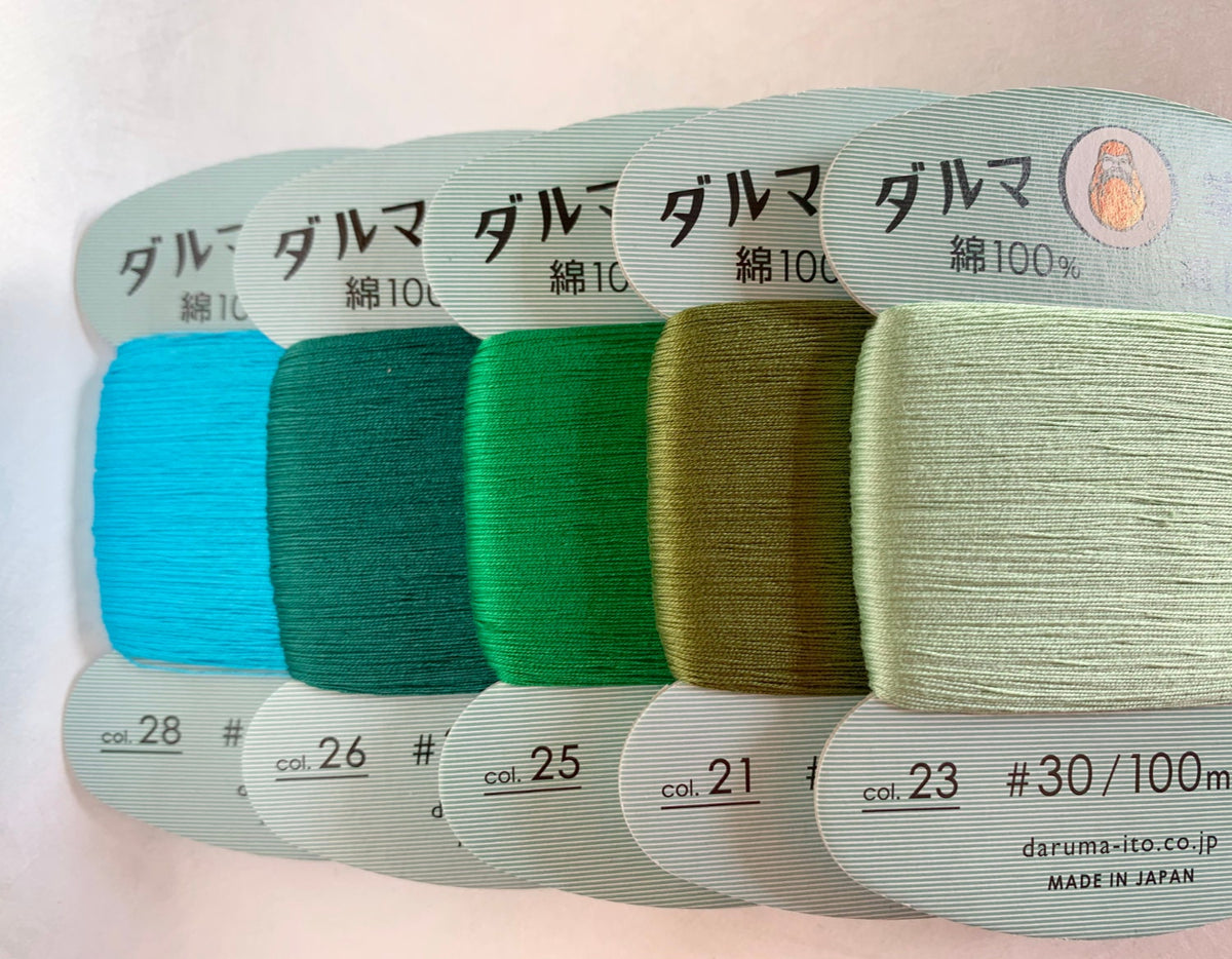 Daruma - Cotton Hand Sewing Thread Size #30 100m Card - Color #25 Kelly Green