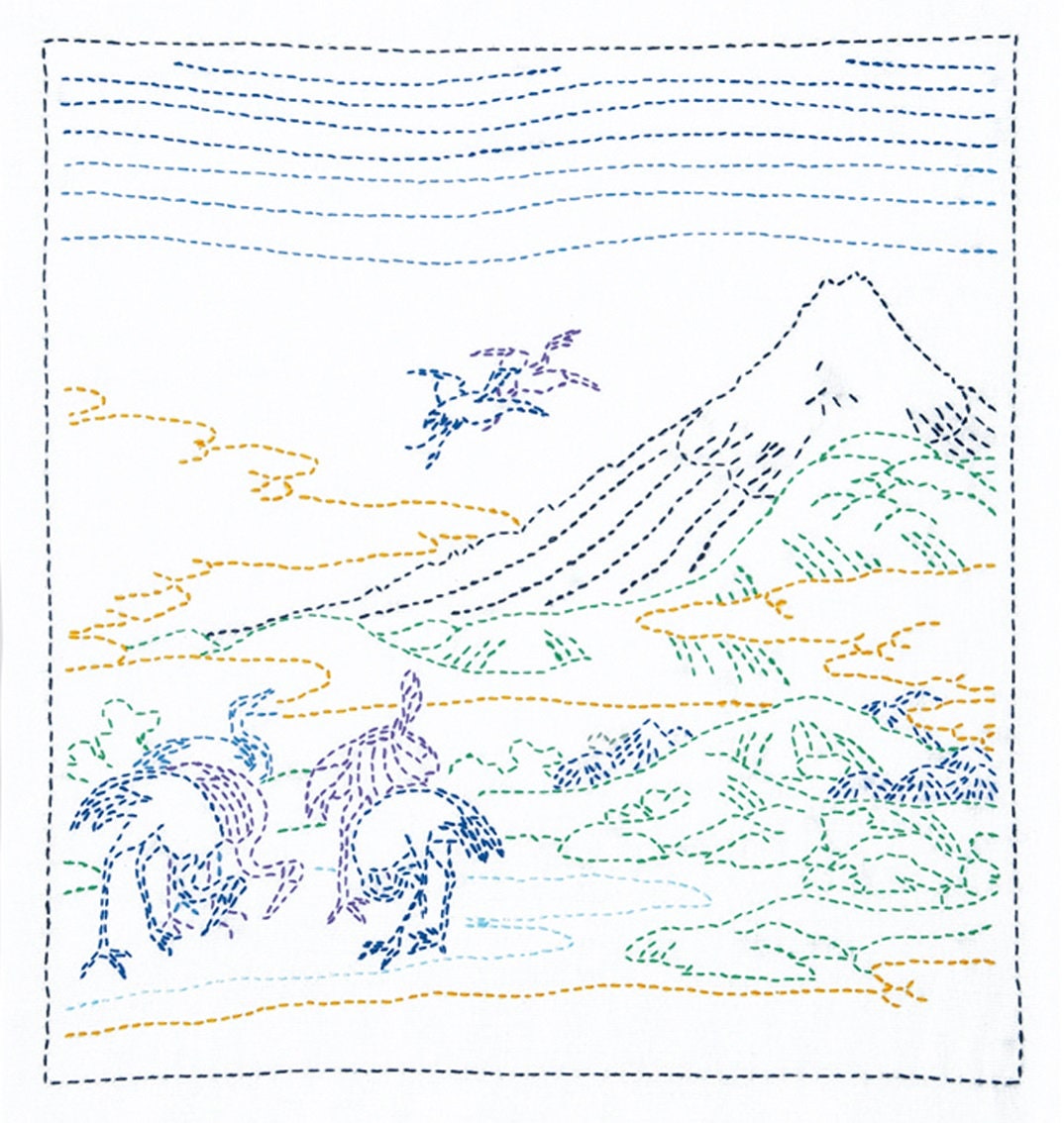 Olympus - Hokusai Collection "Umezawa Hamlet Fields" Sashiko Sampler Kit - White