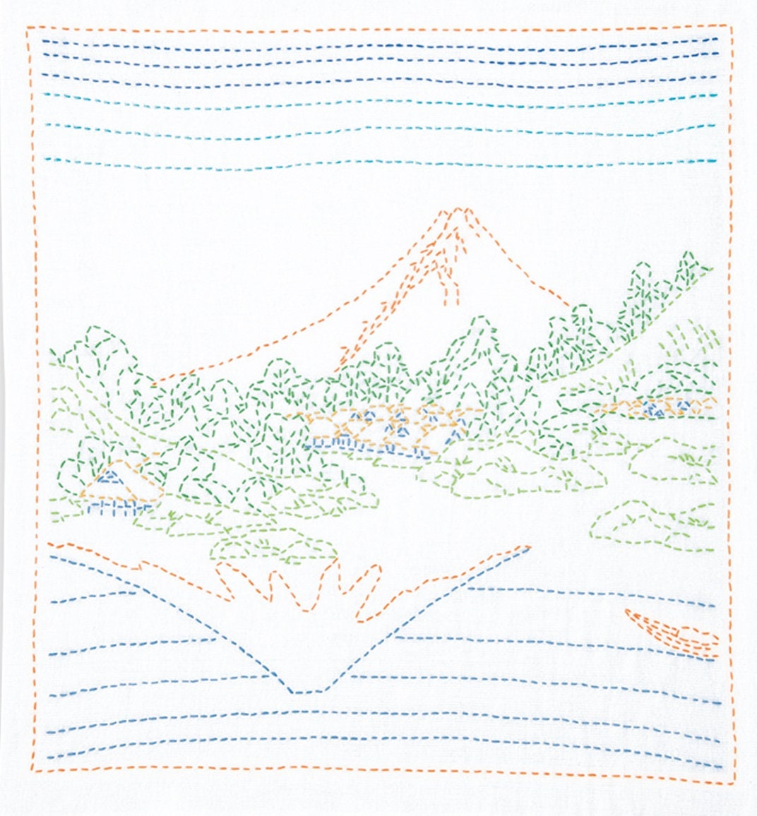 Olympus - Hokusai Collection "Mt. Fuji Reflected" Sashiko Sampler Kit - White