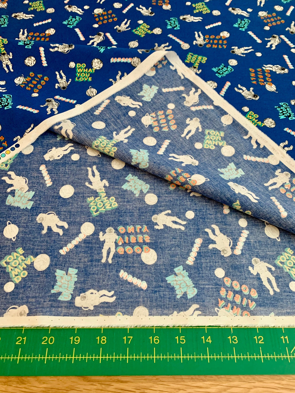 Sevenberry - SALE Good Vibes Only Cotton Fabric - Blue