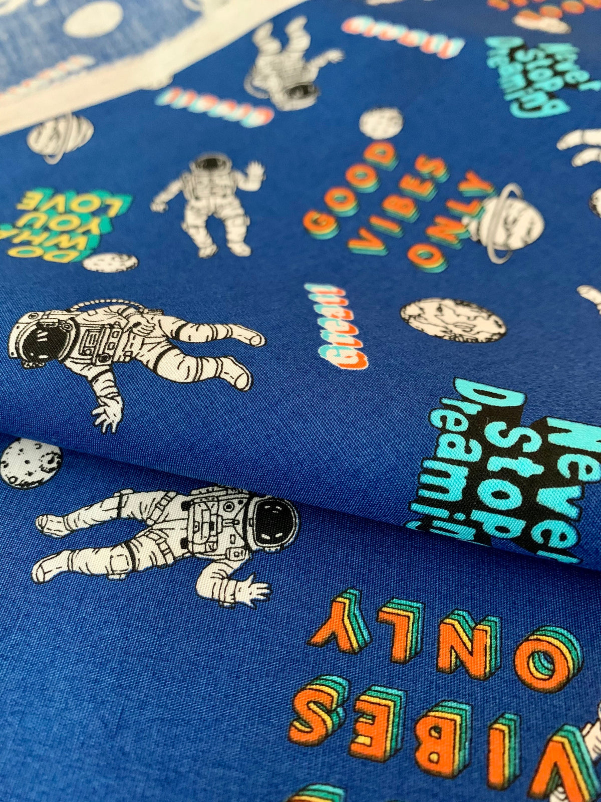 Sevenberry - SALE Good Vibes Only Cotton Fabric - Blue