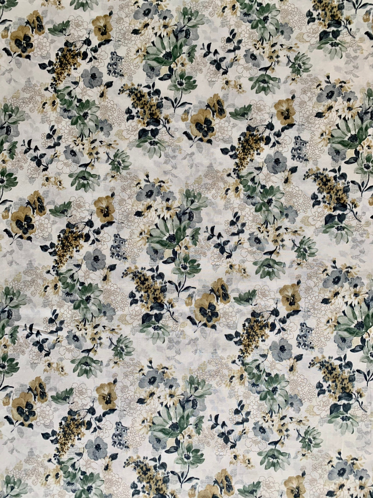 Vintage Florals Cosmo cotton lawn fabric AP05703-2D green