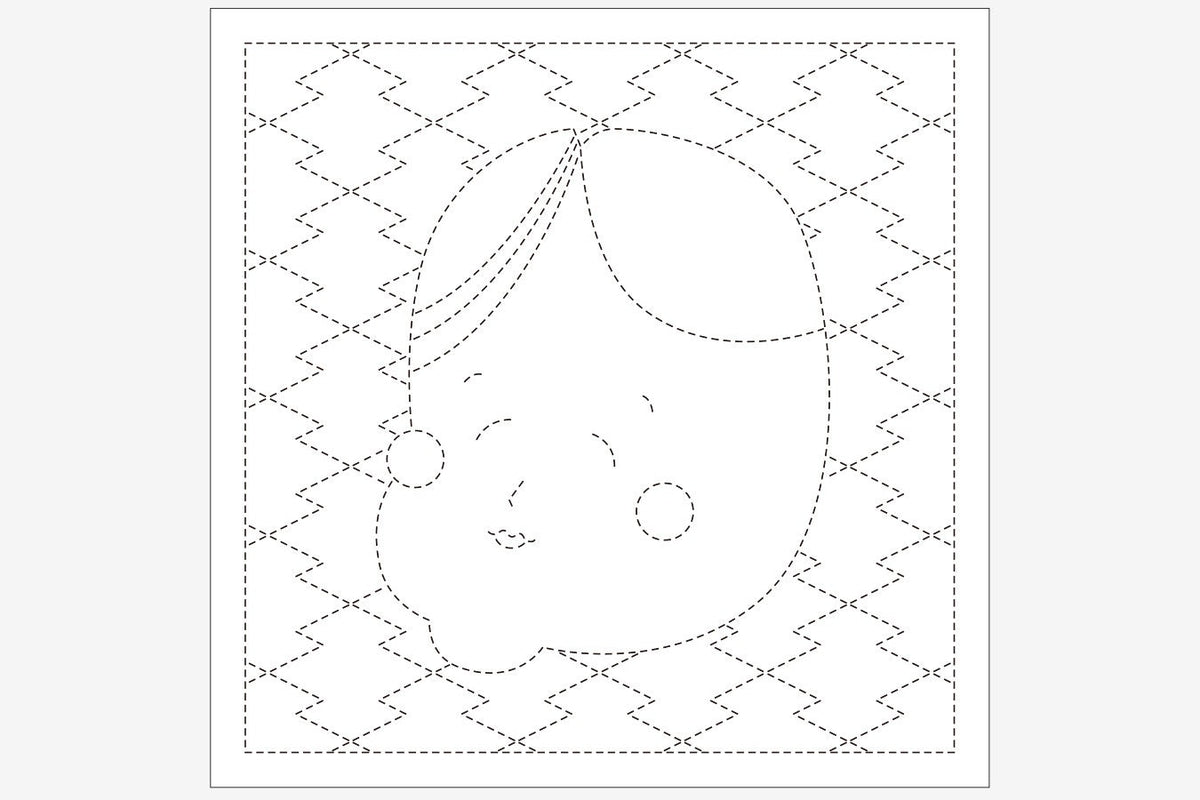 Daruma - Okame Cotton Sashiko Fukin Sampler Cloth - Blue or White