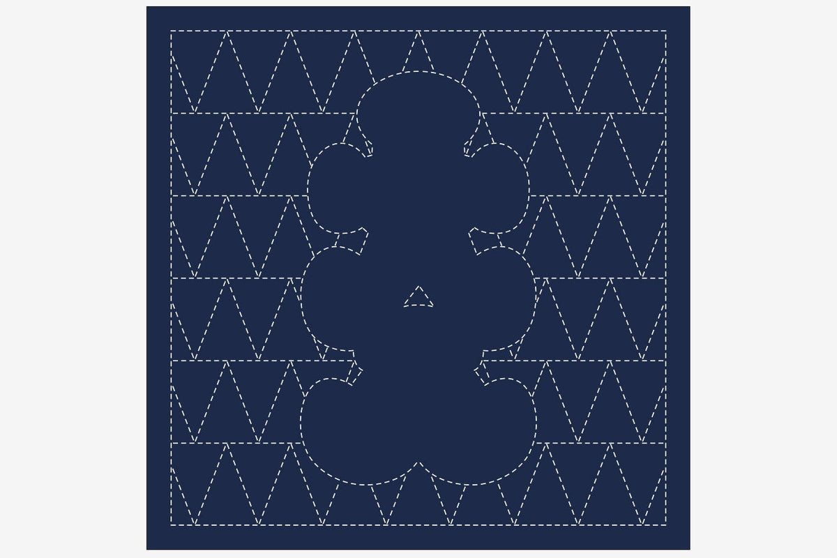 Daruma - Oiri and Sankaku Cotton Sashiko Fukin Sampler Cloth - Blue or White