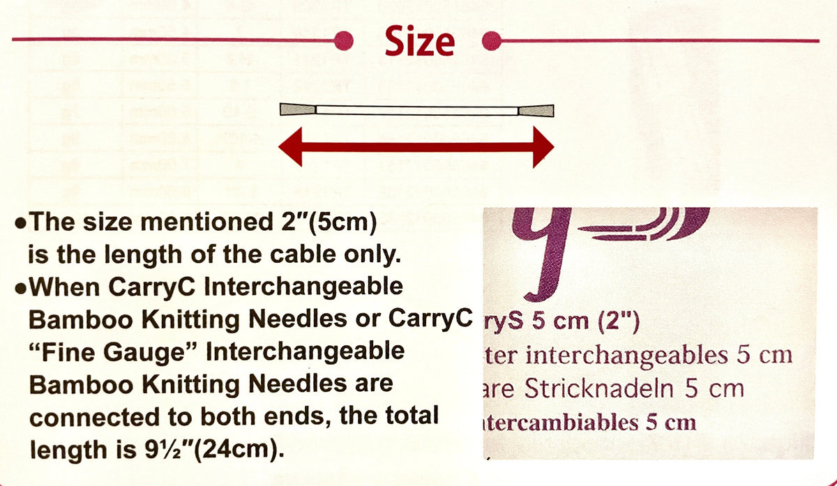 Tulip - CarryS Cables for Fine Gauge Interchangeable Knitting Needle Set - Bamboo