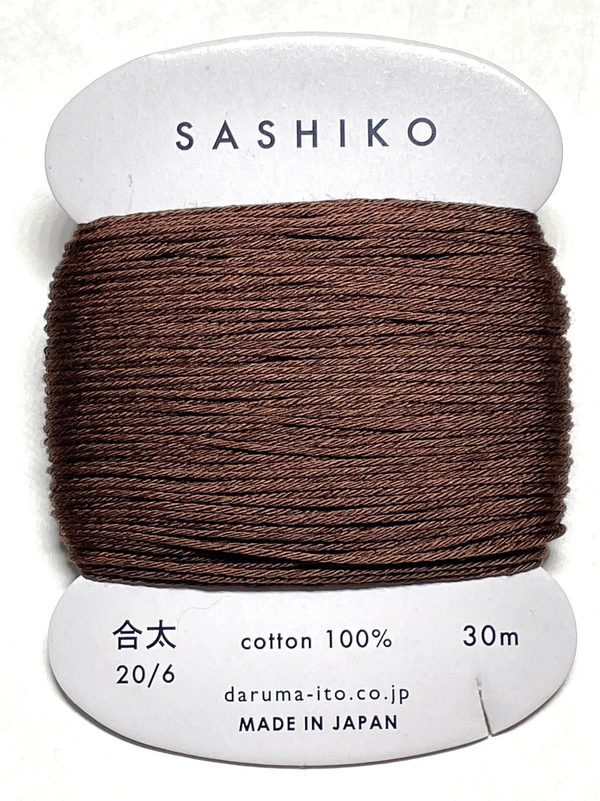 Daruma - Cotton Sashiko Thread 30m Card 20/6 - #218 Dark Brown
