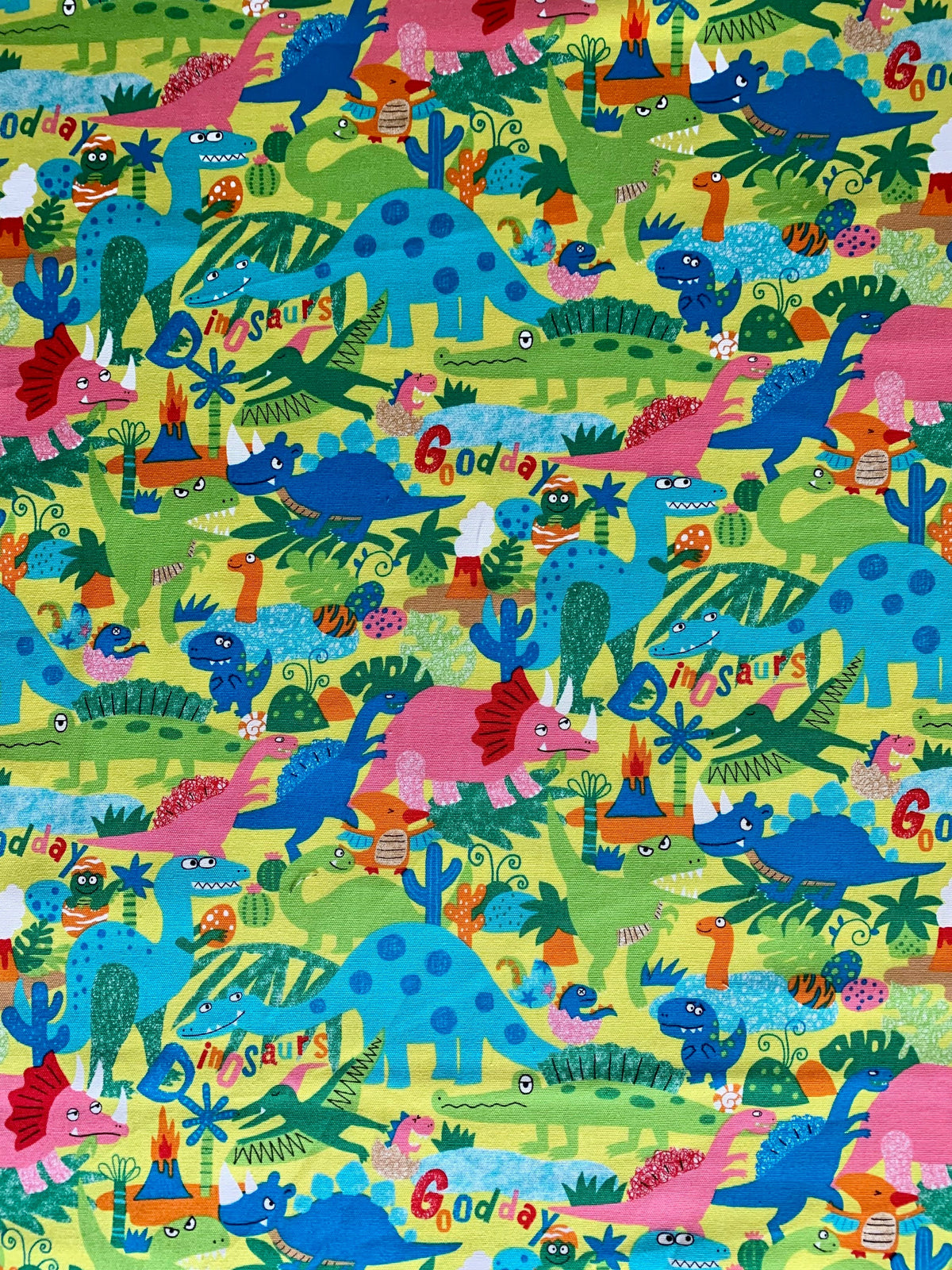 Senyo - SALE Happy Cloth Dinosaurs Cotton Oxford - Chartreuse
