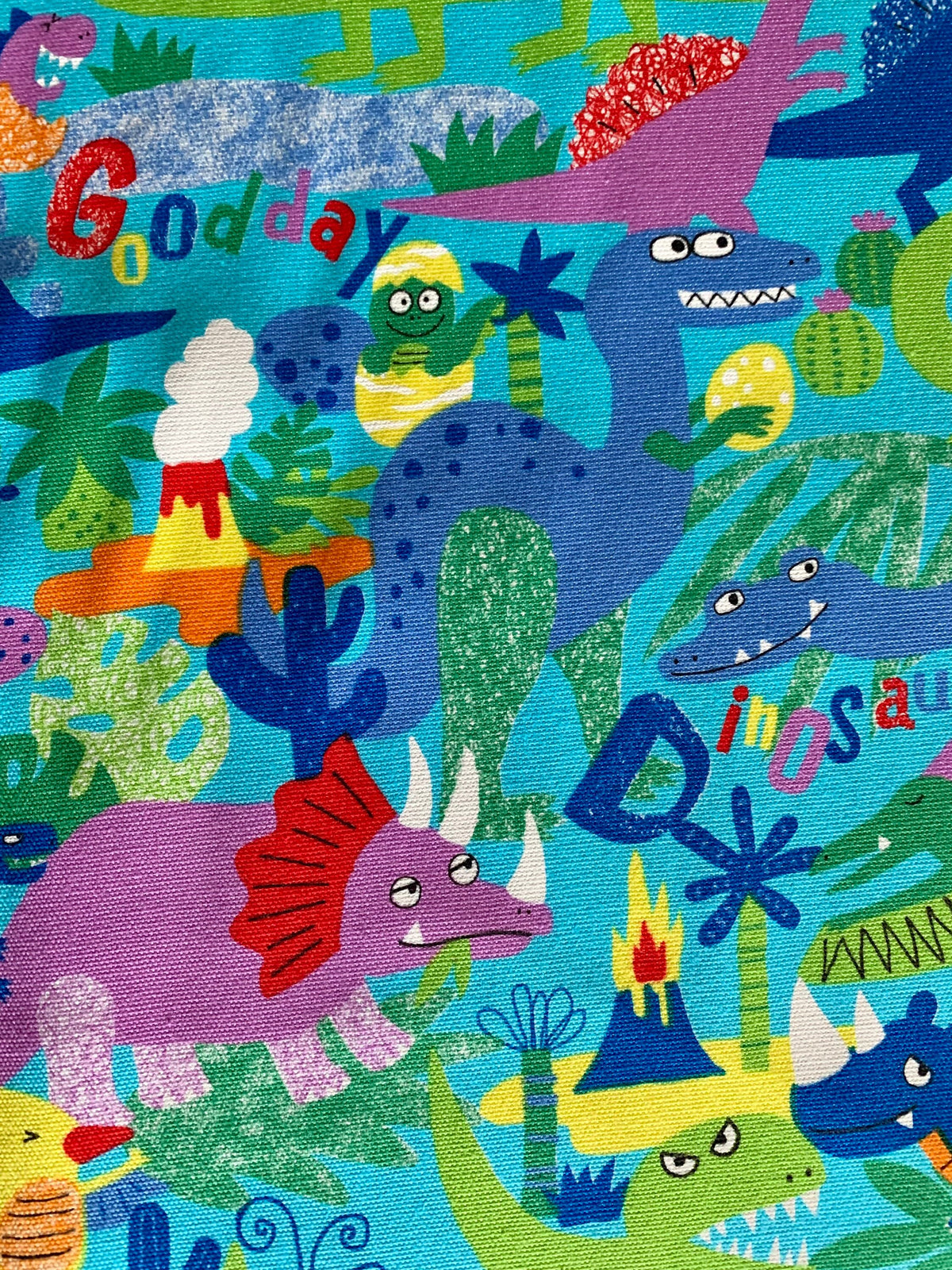 Senyo - SALE Happy Cloth Dinosaurs Cotton Oxford - Medium Blue