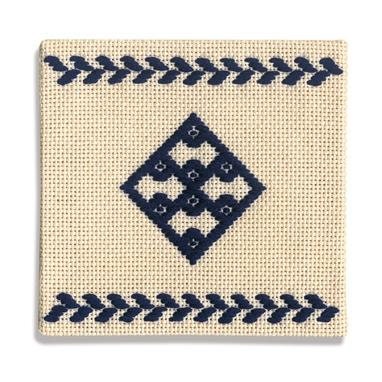 Olympus Japanese Kogin Kit Diamond Coaster #20 navy blue beige