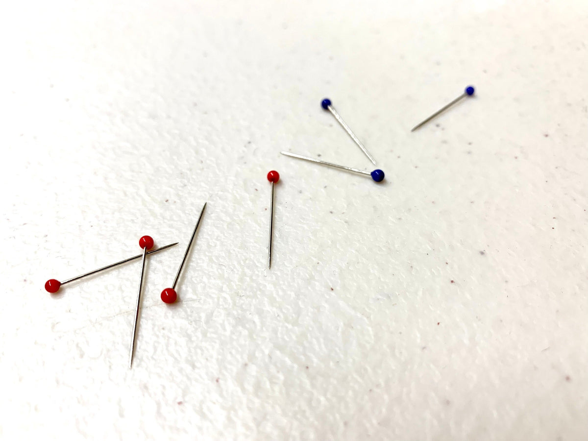Little House - Appliqué Glass Head Pins - Red Blue