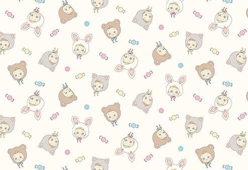 QuiltGate - PRE-CUT Animal Hats Puni Puni Candy Cotton Fabric Fat Quarter