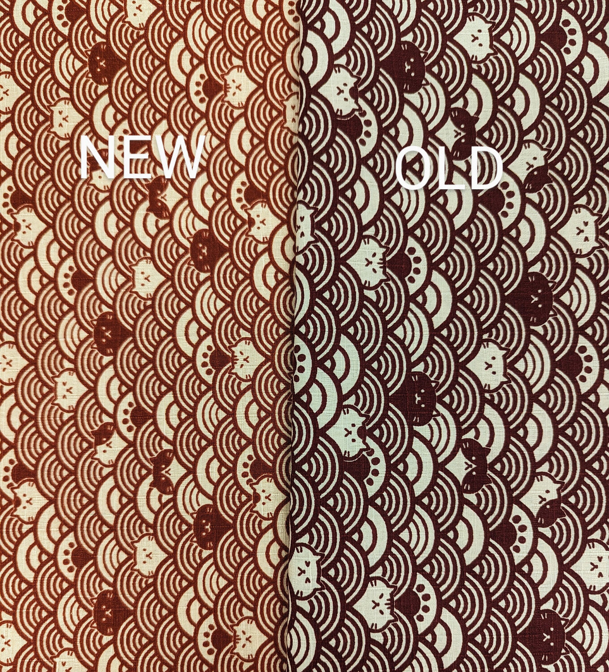Waves with Cats Cosmo Japanese cotton dobby fabric AP41903-2A red