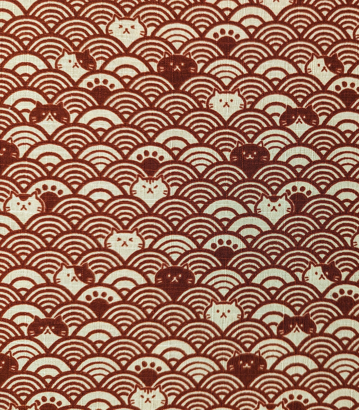 Waves with Cats Cosmo Japanese cotton dobby fabric AP41903-2A red