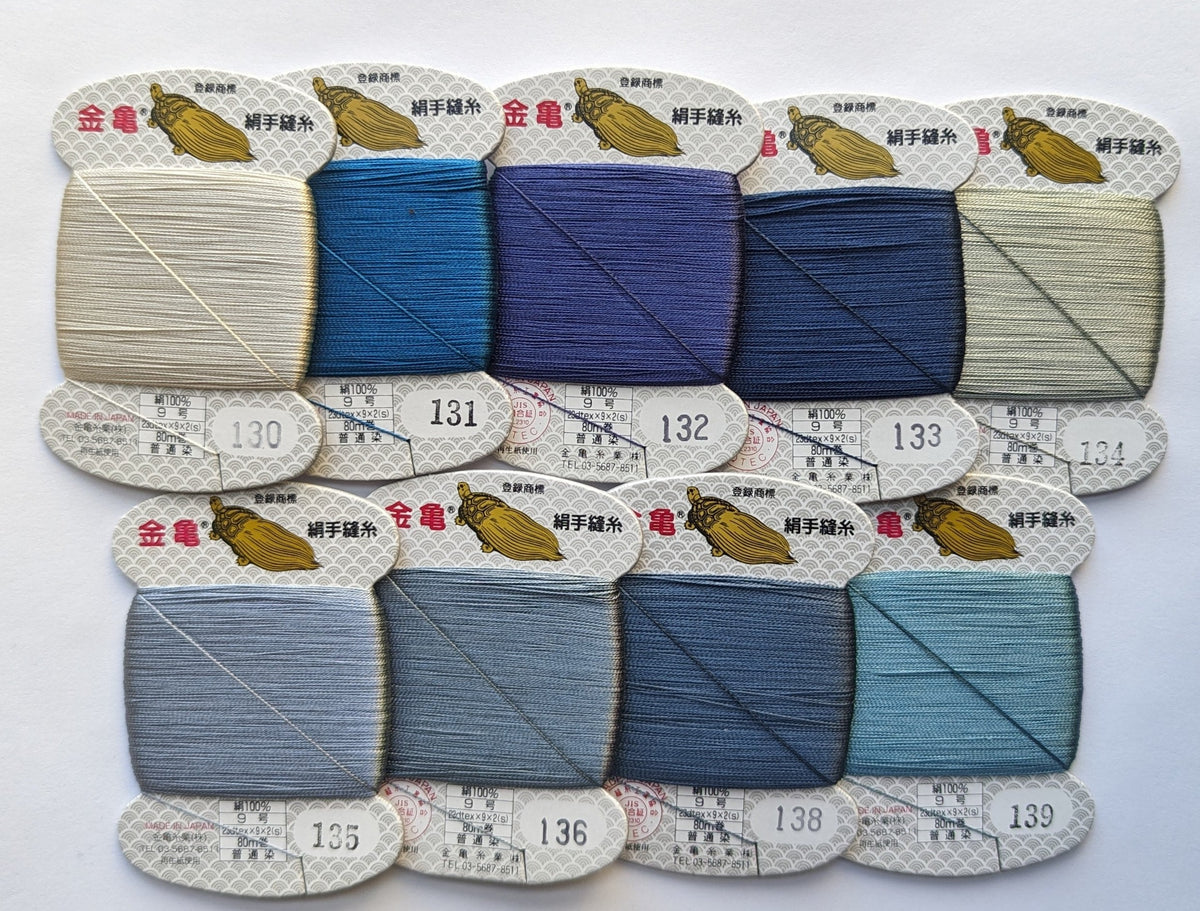 Kinkame - Silk Hand Sewing Thread 80m Card - Color #133 Annapolis Blue
