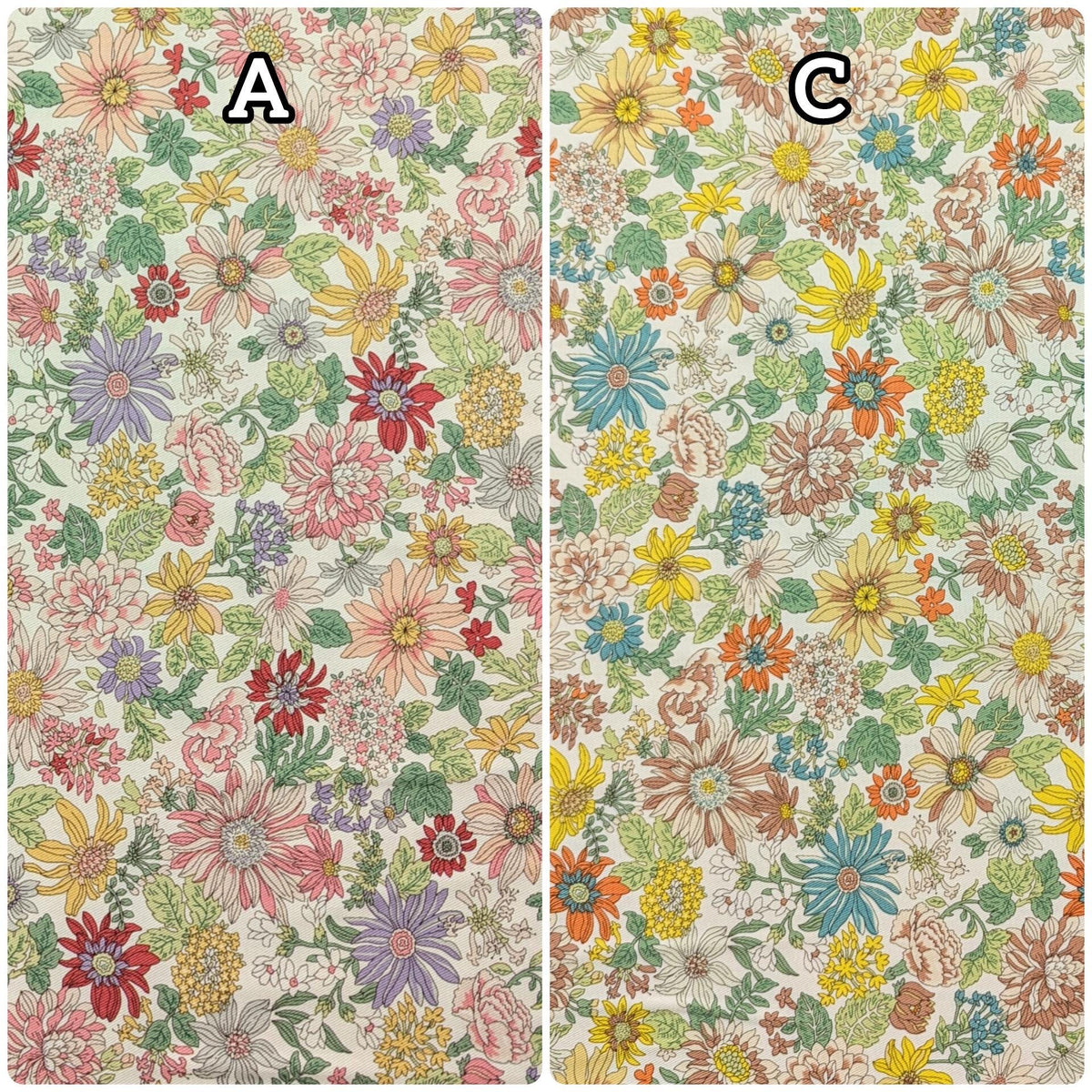 Summer Flowers Kobayashi Japanese cotton twill fabric KTS7030-A pink, purple & yellow