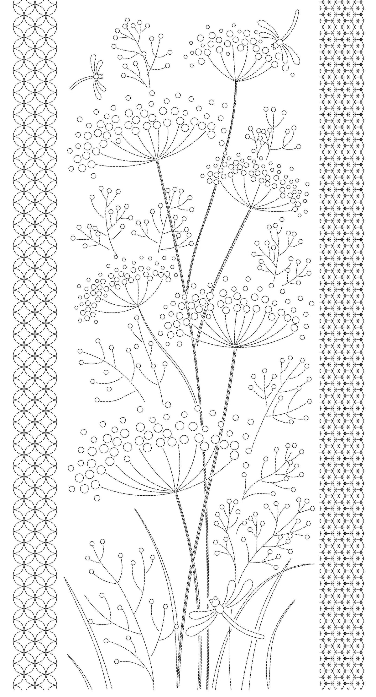 Orimono Imports - Dragonflies and Fennel Sashiko Washout Fabric Panel - Navy