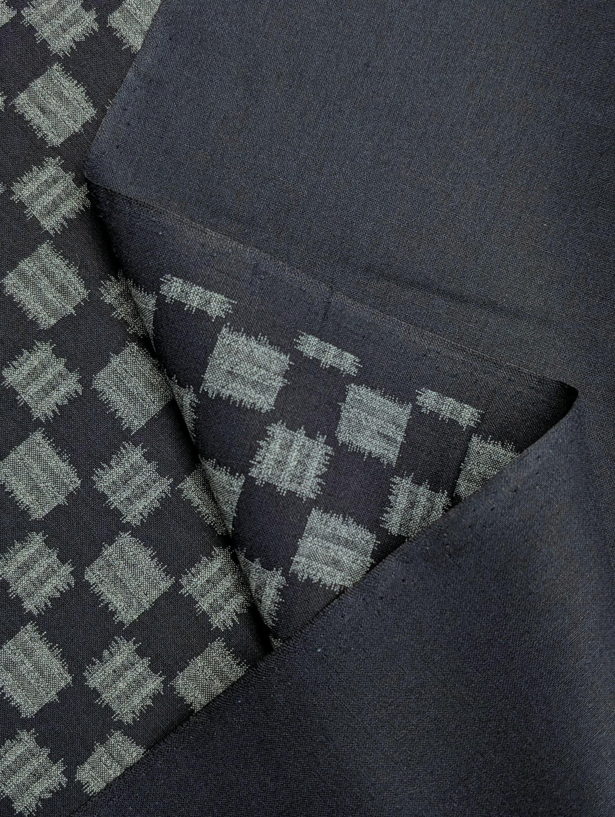 Sevenberry printed Ikat squares Japanese cotton fabric 88229-4-1 dark blue