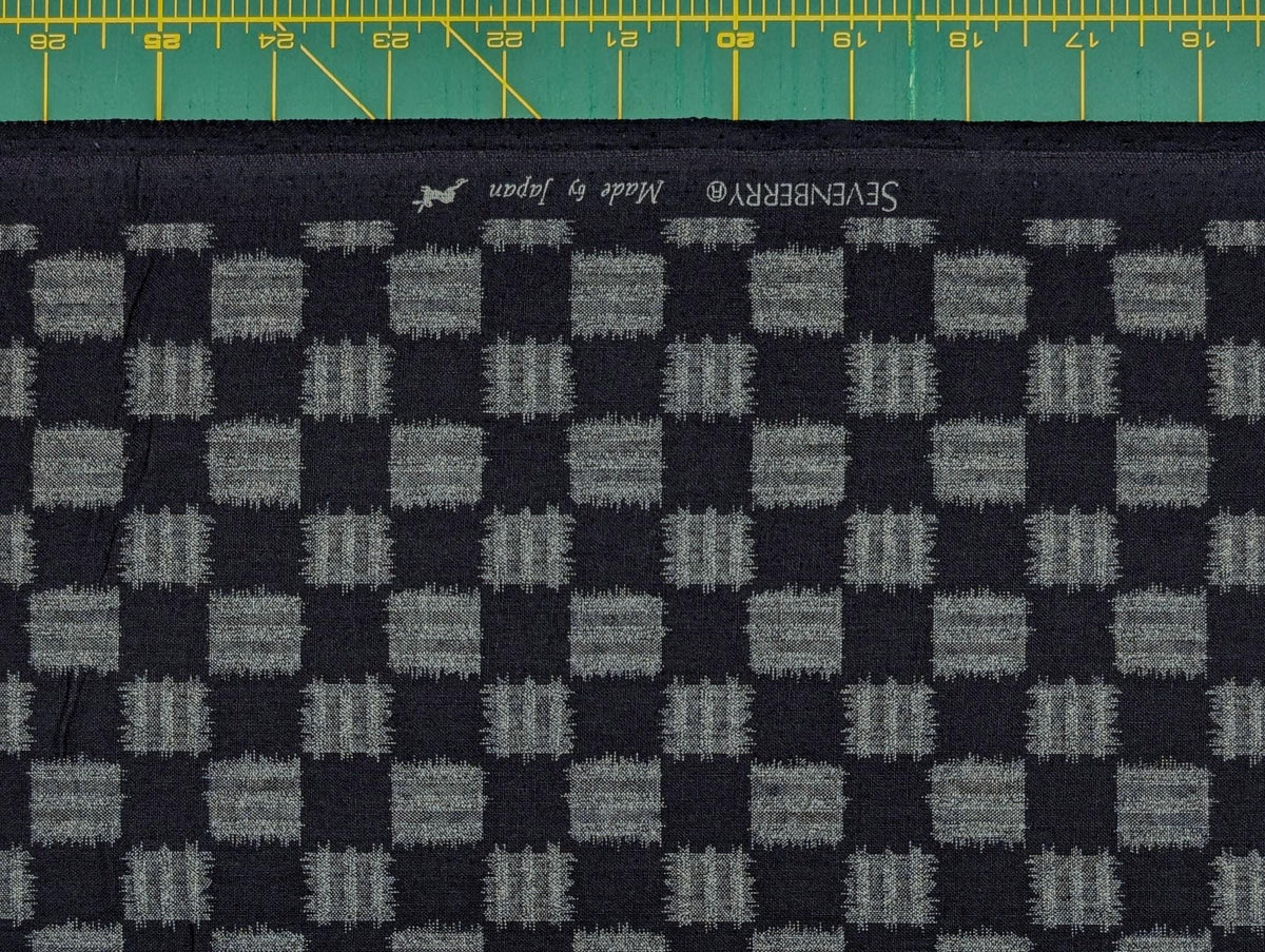 Sevenberry printed Ikat squares Japanese cotton fabric 88229-4-1 dark blue