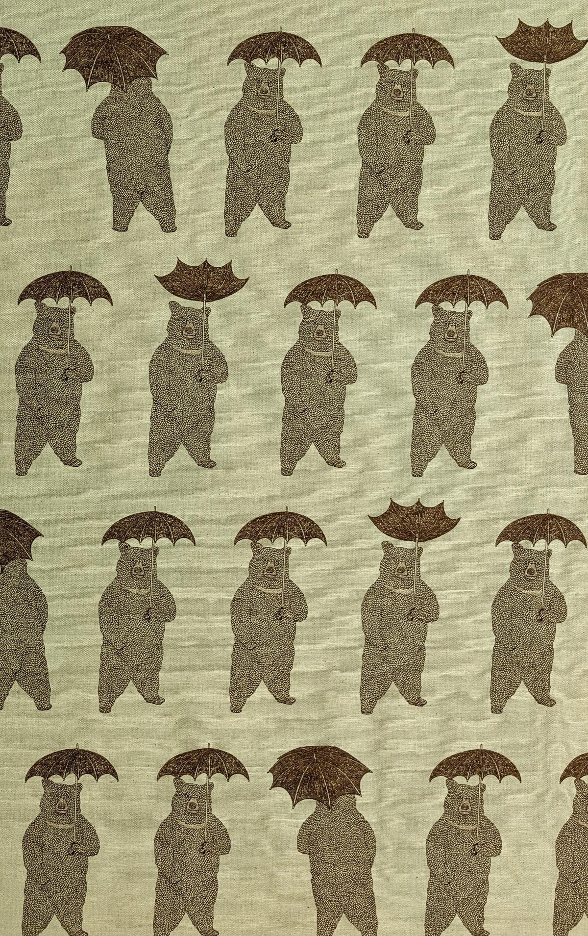 Koizumi - SWATCHES Bear-able Weather Bears with Umbreallas Cotton/Linen Canvas