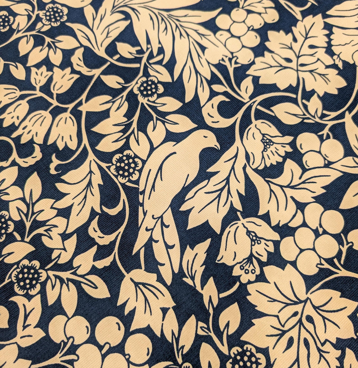 Kobayashi - NEW Botanical Doves Pin Wale Cotton Corduroy - Ivory & Blue