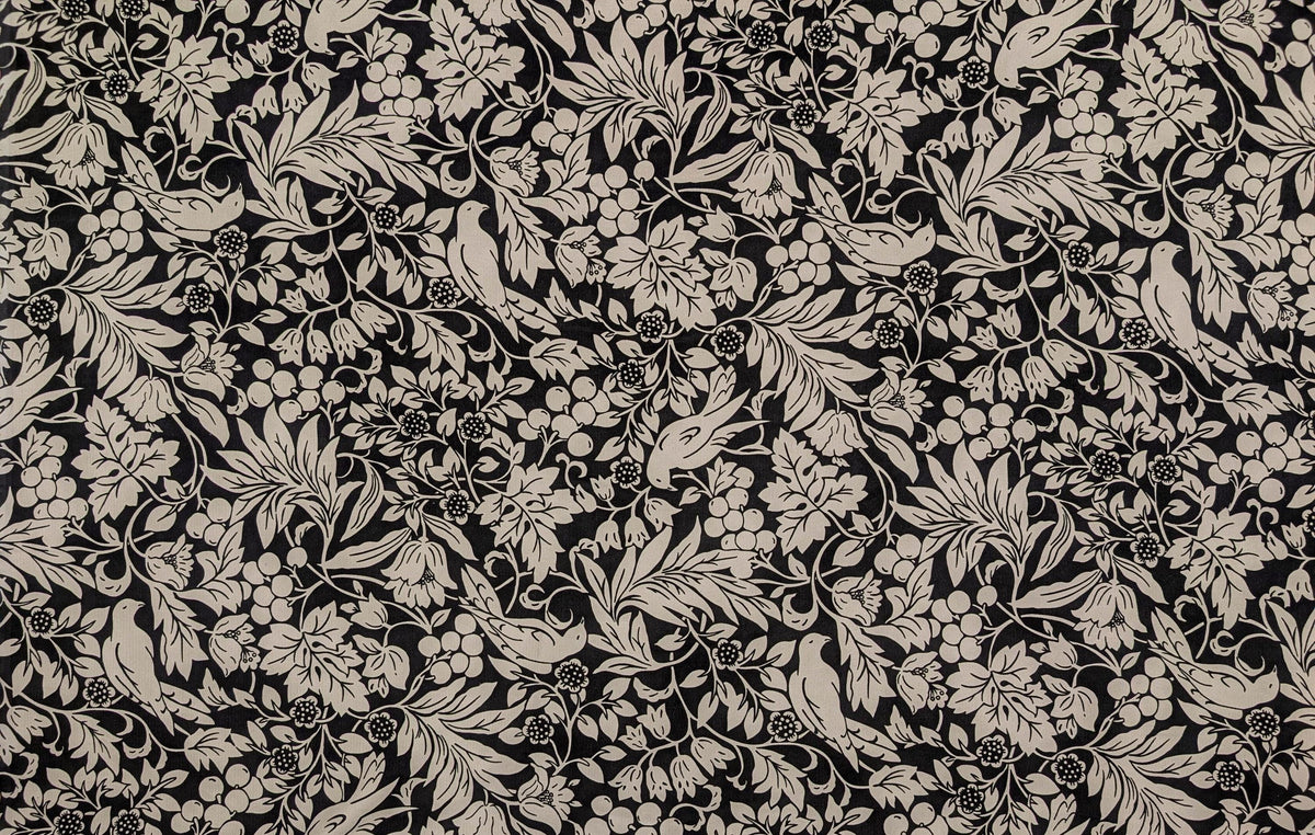 Kobayashi - NEW Botanical Doves Pin Wale Cotton Corduroy - Black & Gray
