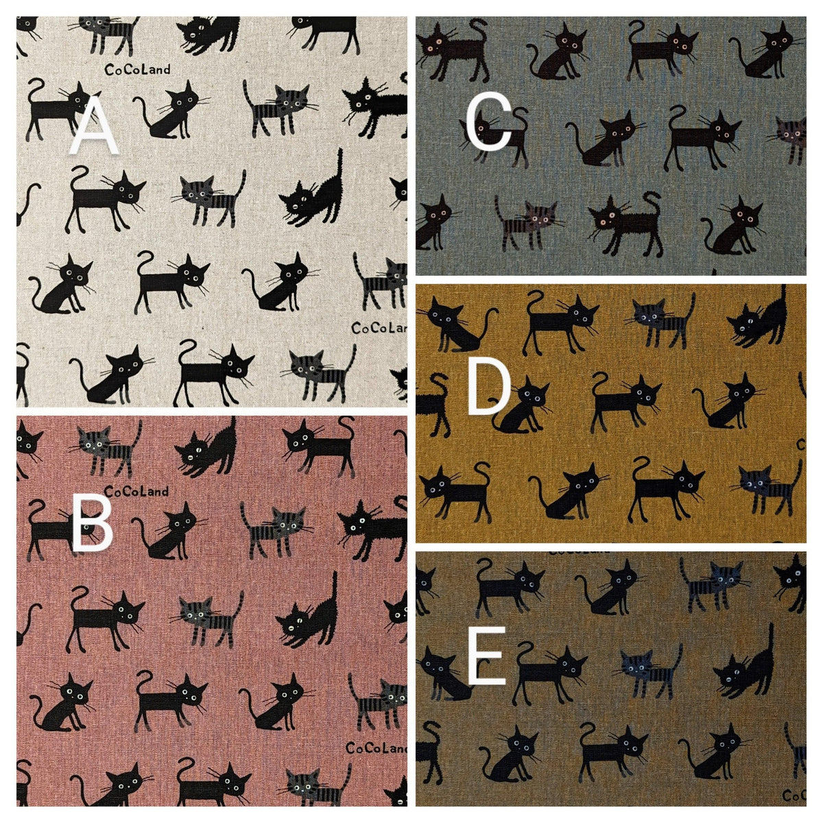Hishiei - Cocoland Medium Cats Cotton/Linen Oxford - Brown